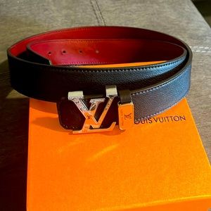 Louis Vuitton black/red leather belt